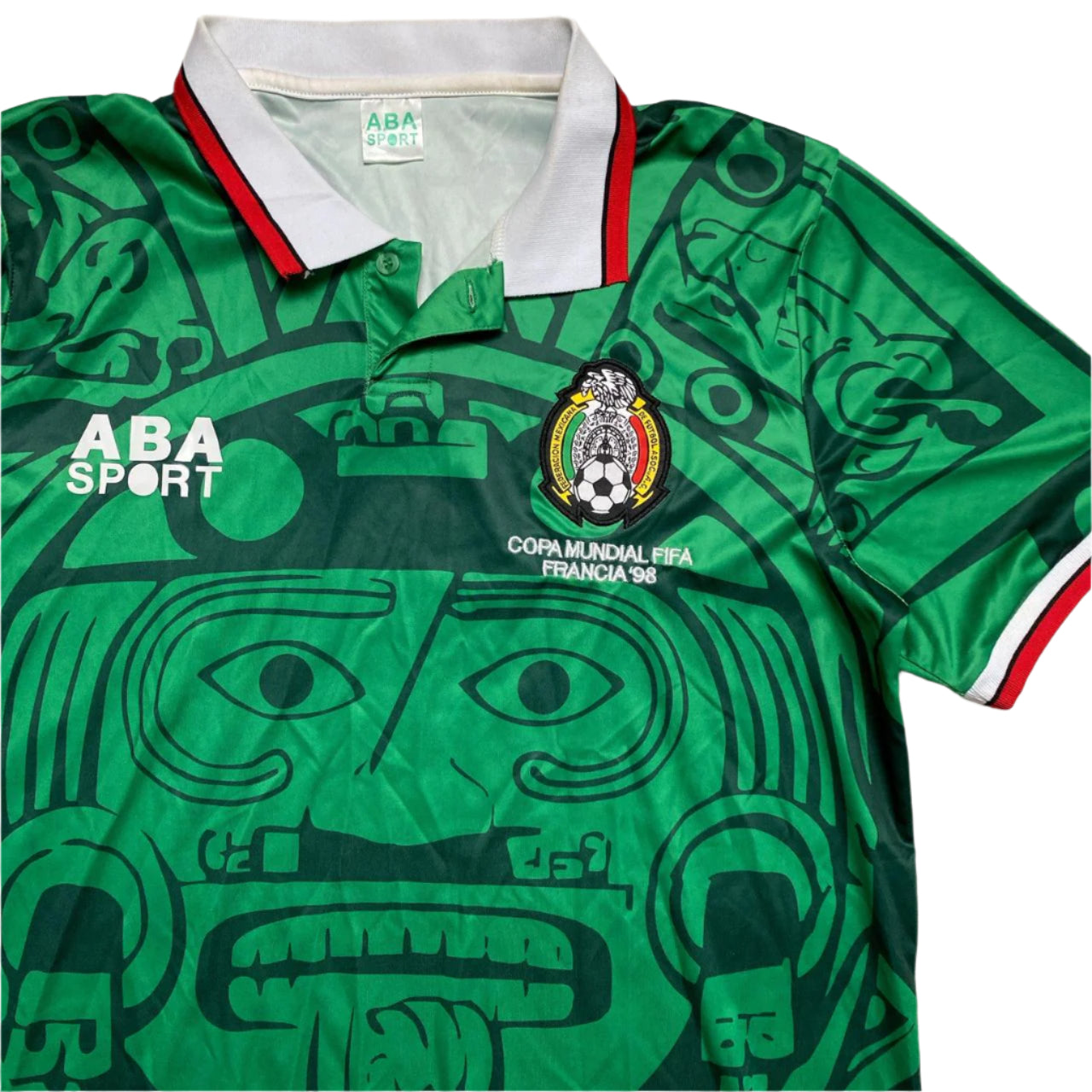 Mexico ABA Sport 1998 World Cup Green and White Football Jersey (L)