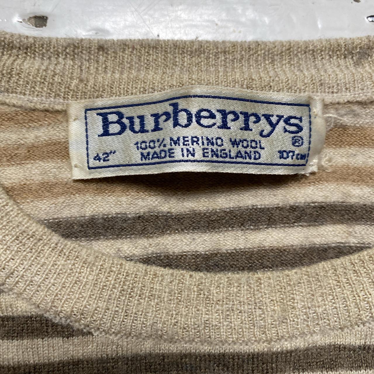 Burberry Burberrys Vintage 90’s Merino Wool Striped Cream and Brown Jumper (L)