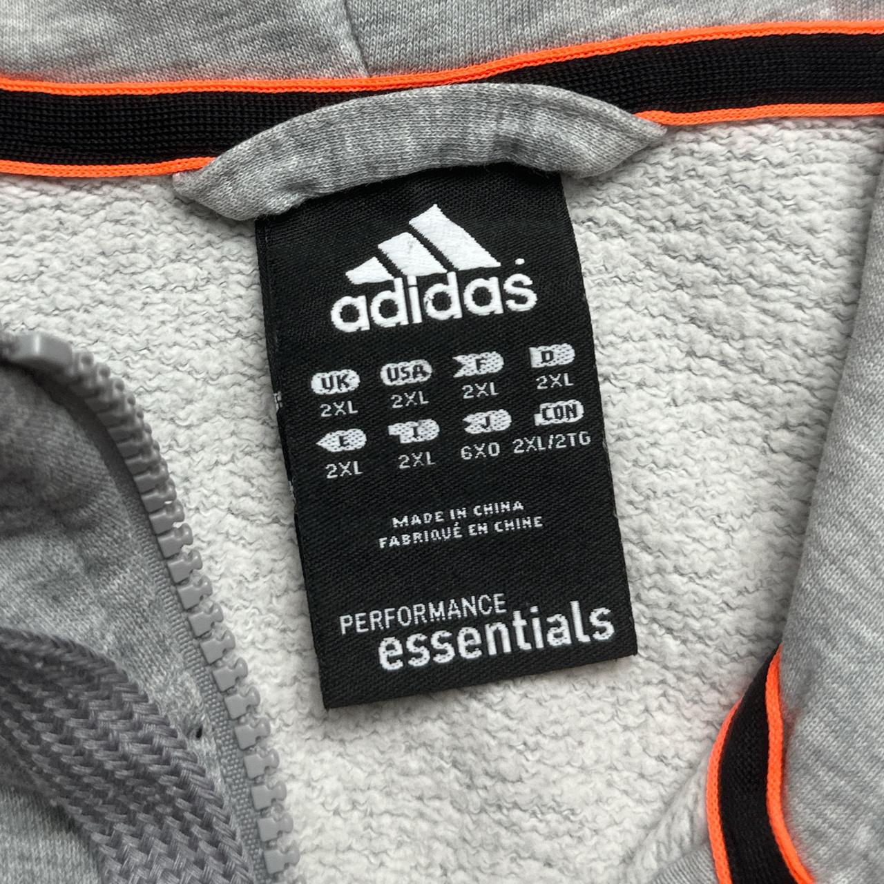 Adidas Performance Essentials Grey and Blue Three Stripe Hoodie (2XL)
