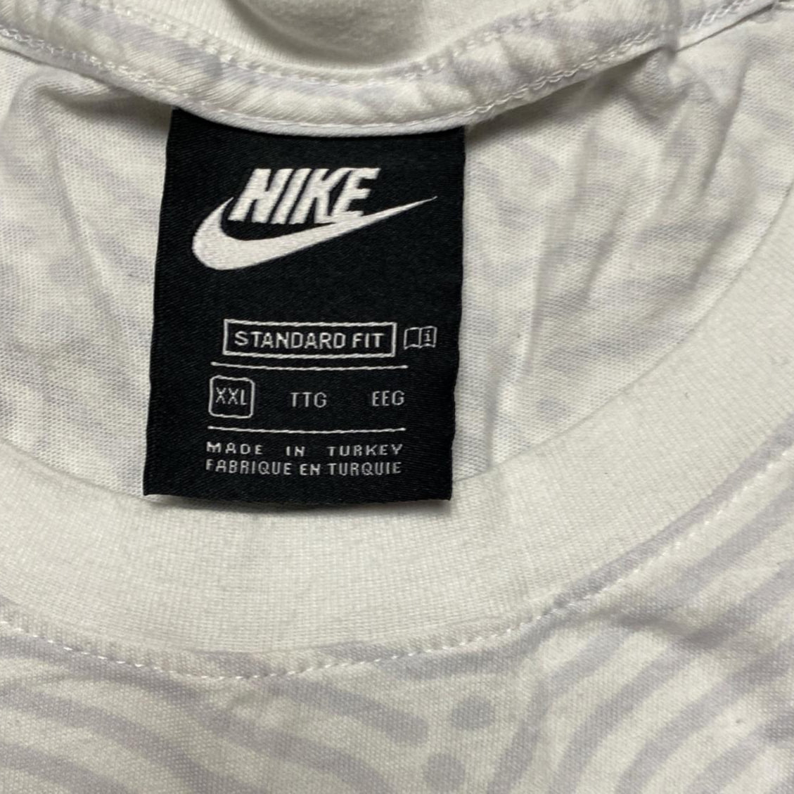 Nike White Grey and Blue Swoosh T Shirt (2XL)