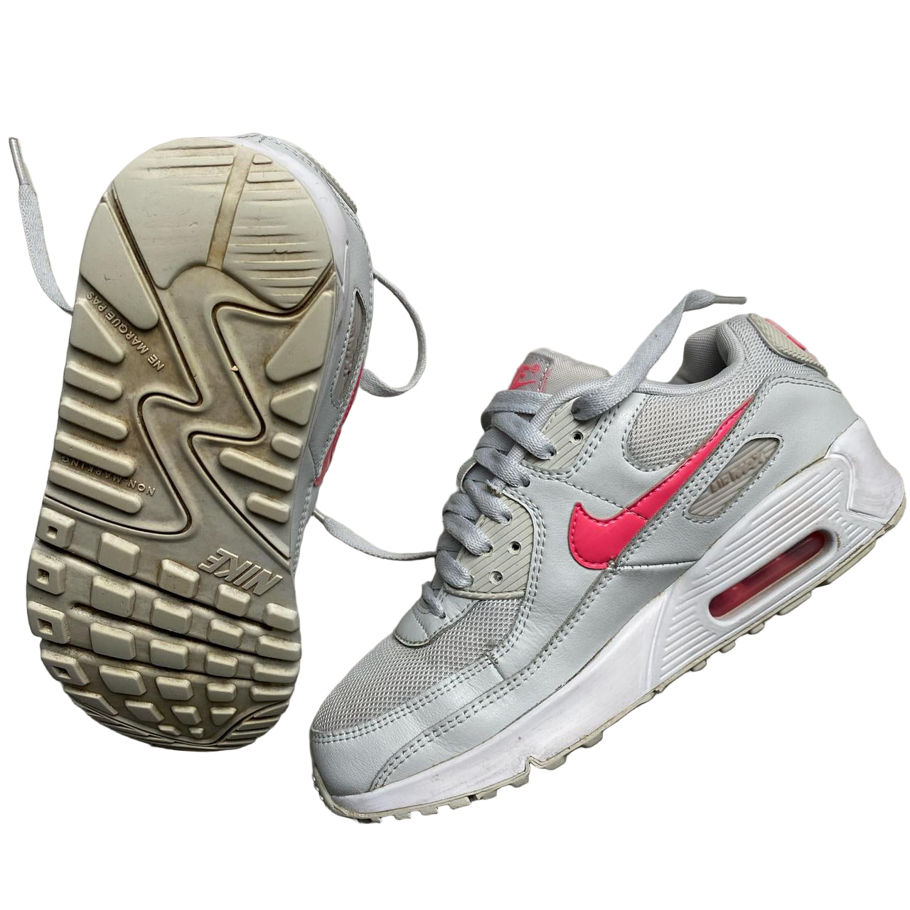 Nike Air Max 90 Silver White and Pink (UK 4)