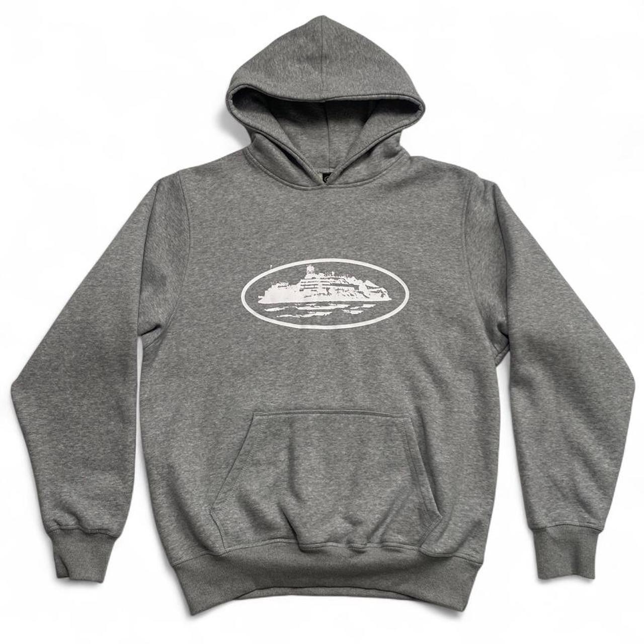 Corteiz Grey and White Alcatraz Hoodie (M)