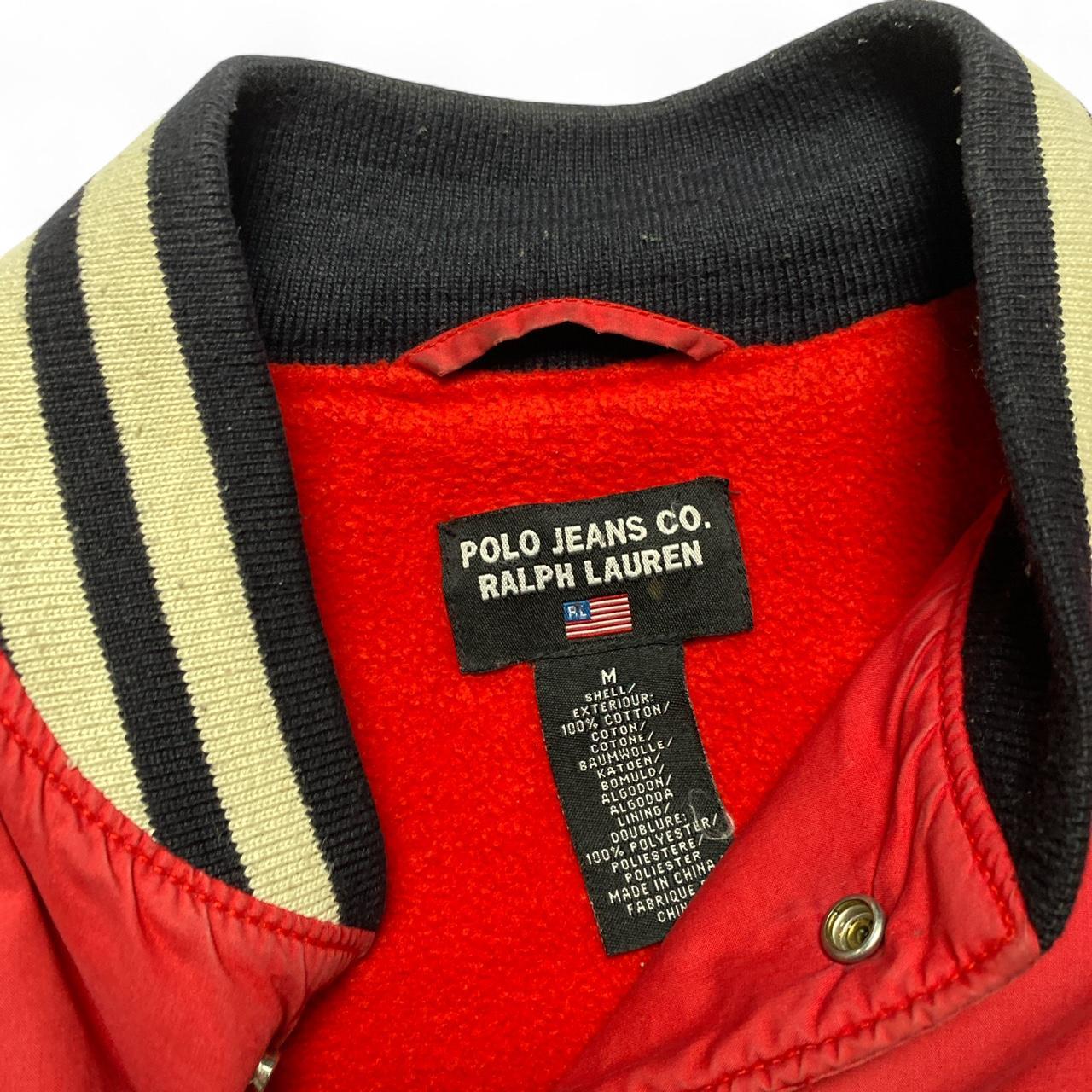 Polo Jeans Ralph Lauren Vintage Red and Black Bomber Varsity Jacket (M)