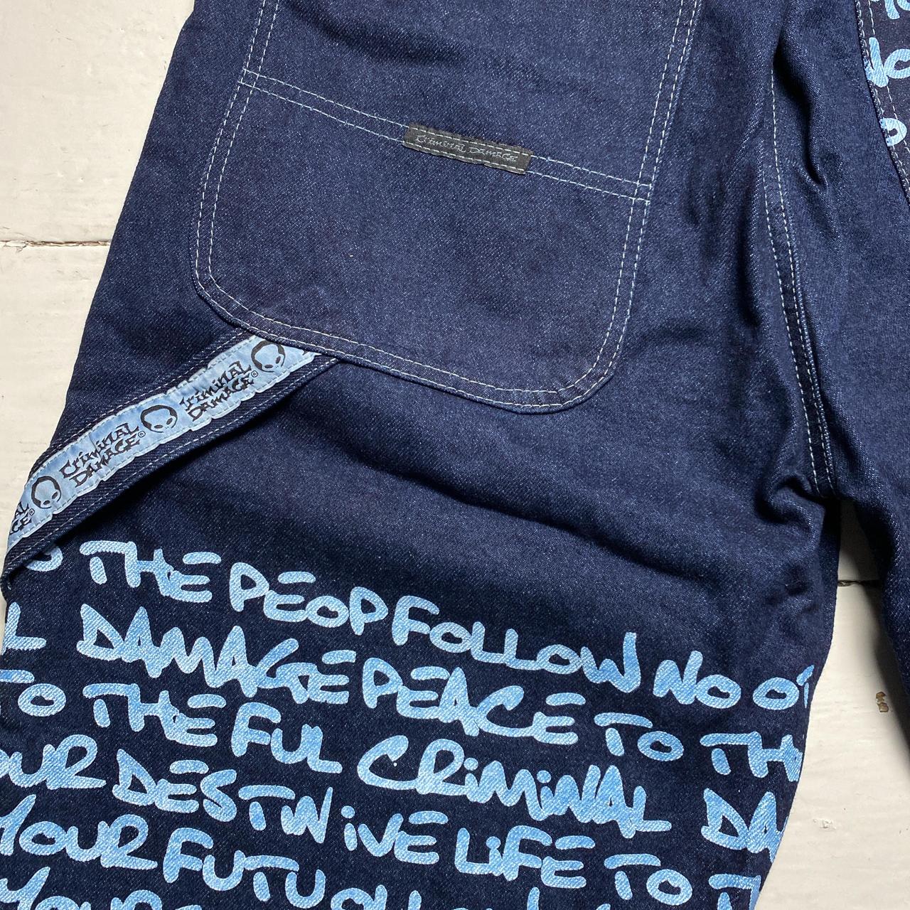 Criminal Damage Graffiti Baggy Vintage y2k Denim Carpenter Style Jorts Jean Shorts