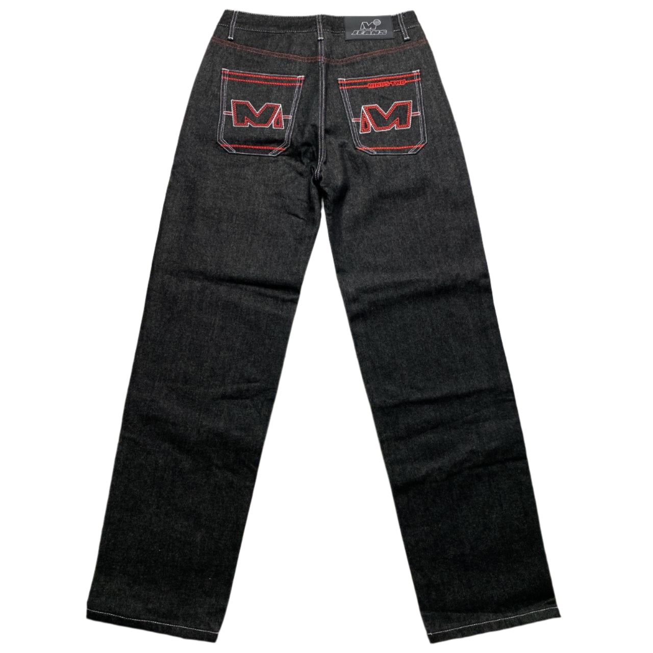 Minus Two Jean Black Charcoal Grey and Red Embroidery Jeans (32W/36W)