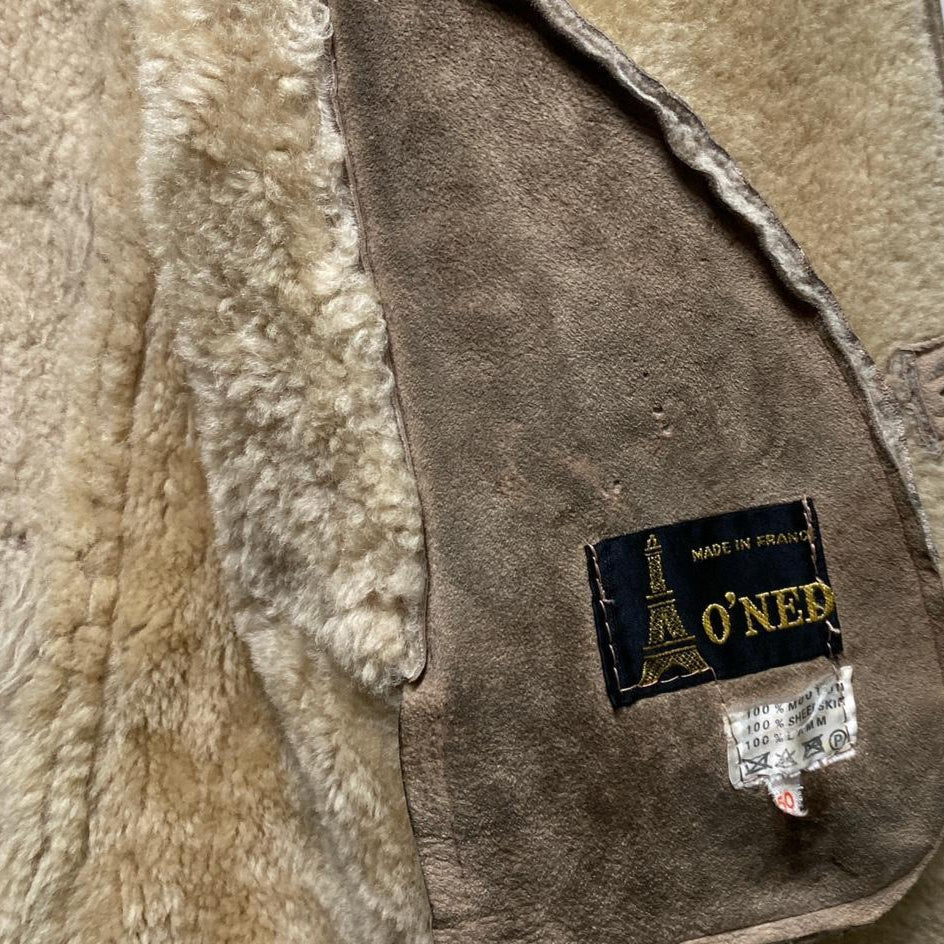 O’Ned Vintage Sheepskin Light Brown Long Coat (L)