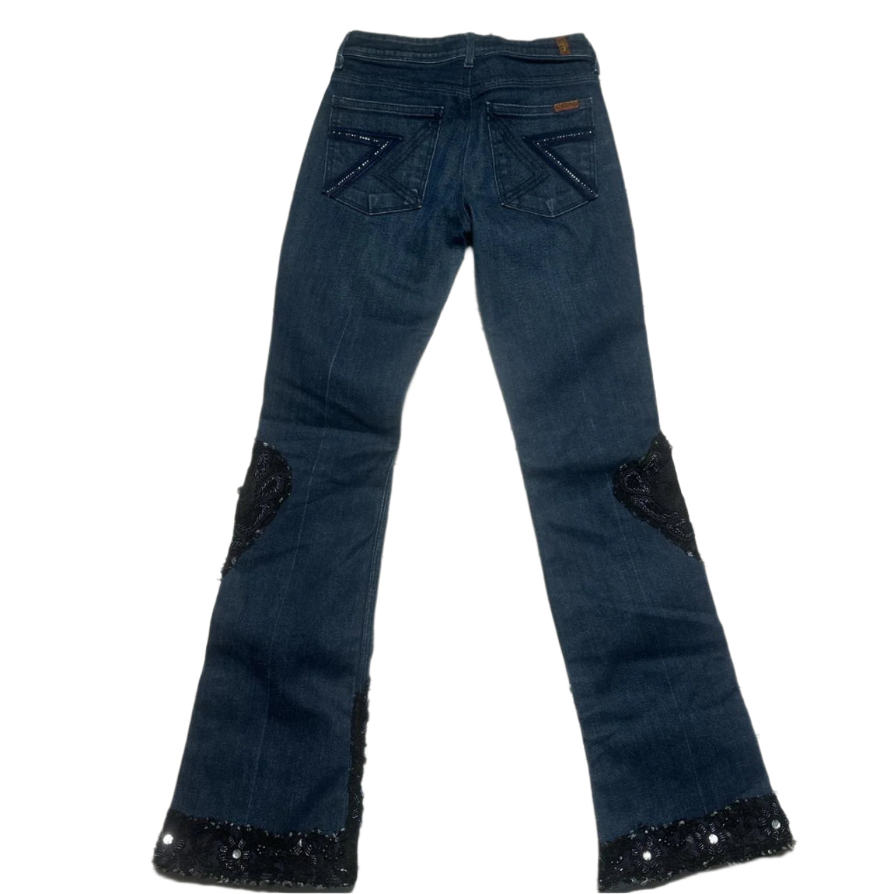 7 For All Mankind Lace and Denim Flared Womens Jeans (W 27)