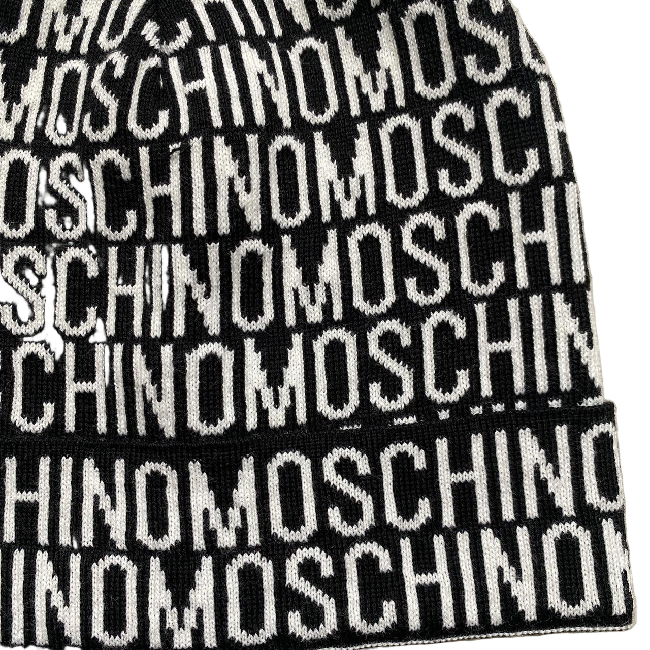 Moschino Monogram Black and White Beanie Vintage Hat