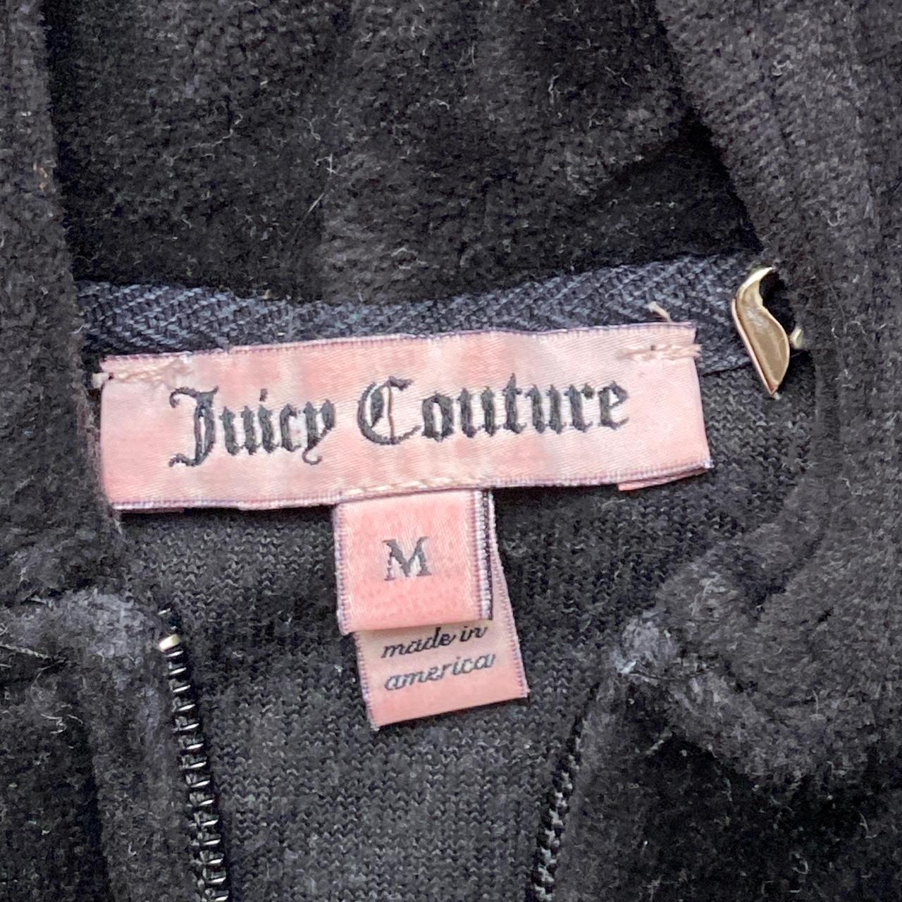 Juicy Couture Black and Pink Diamante Velour Hoodie (M)