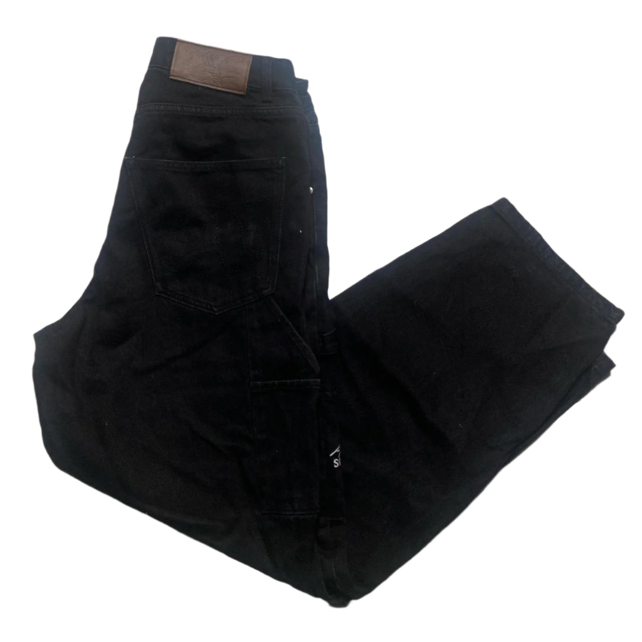 A1 Denim Soho Yacht Club Black and White Cargo Baggy Carpenter Jeans (W 30)