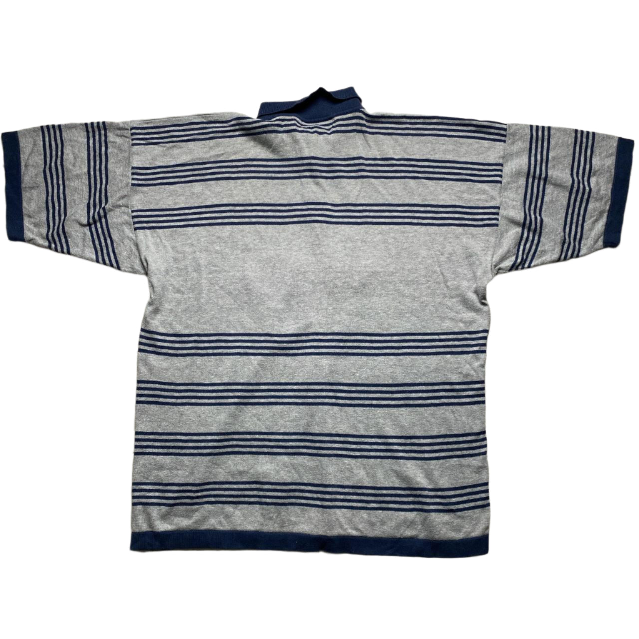 Iceberg Vintage 90’s Striped Grey and Navy Flags Polo Shirt (XL)