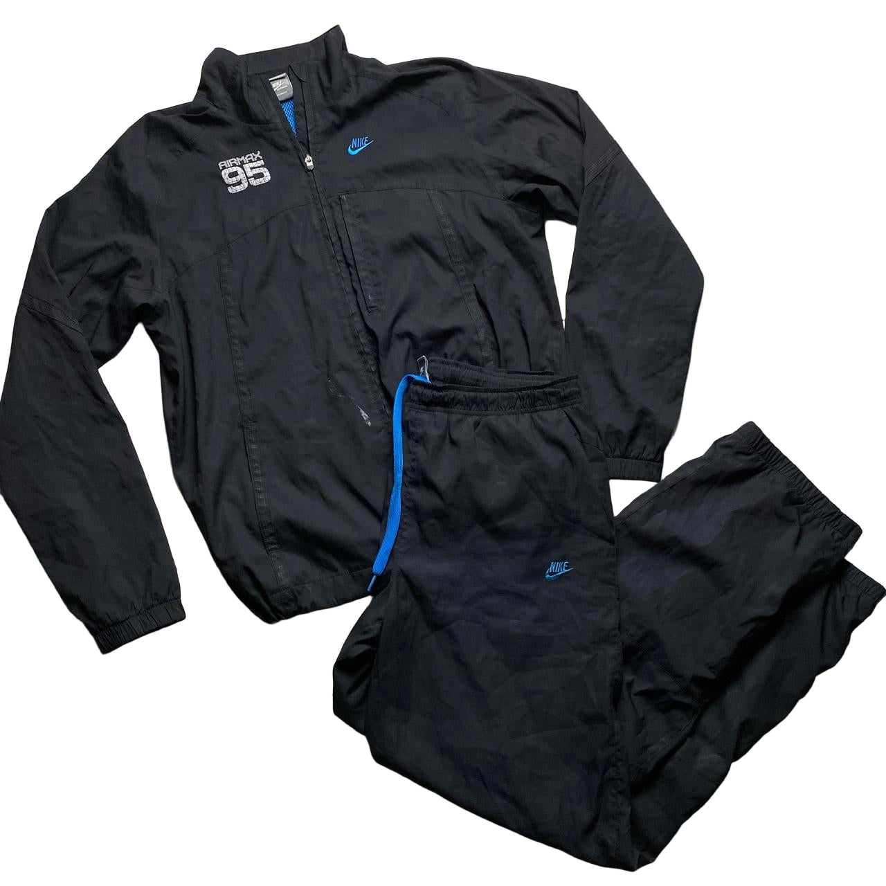 Nike Air Max 95 Black and Blue Shell Windbreaker Tracksuit (L)
