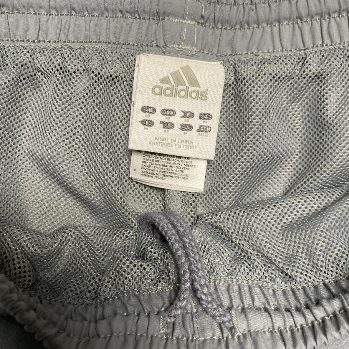 Adidas Grey White and Navy Stripes Shell Nylon Trackpant Bottoms (M)