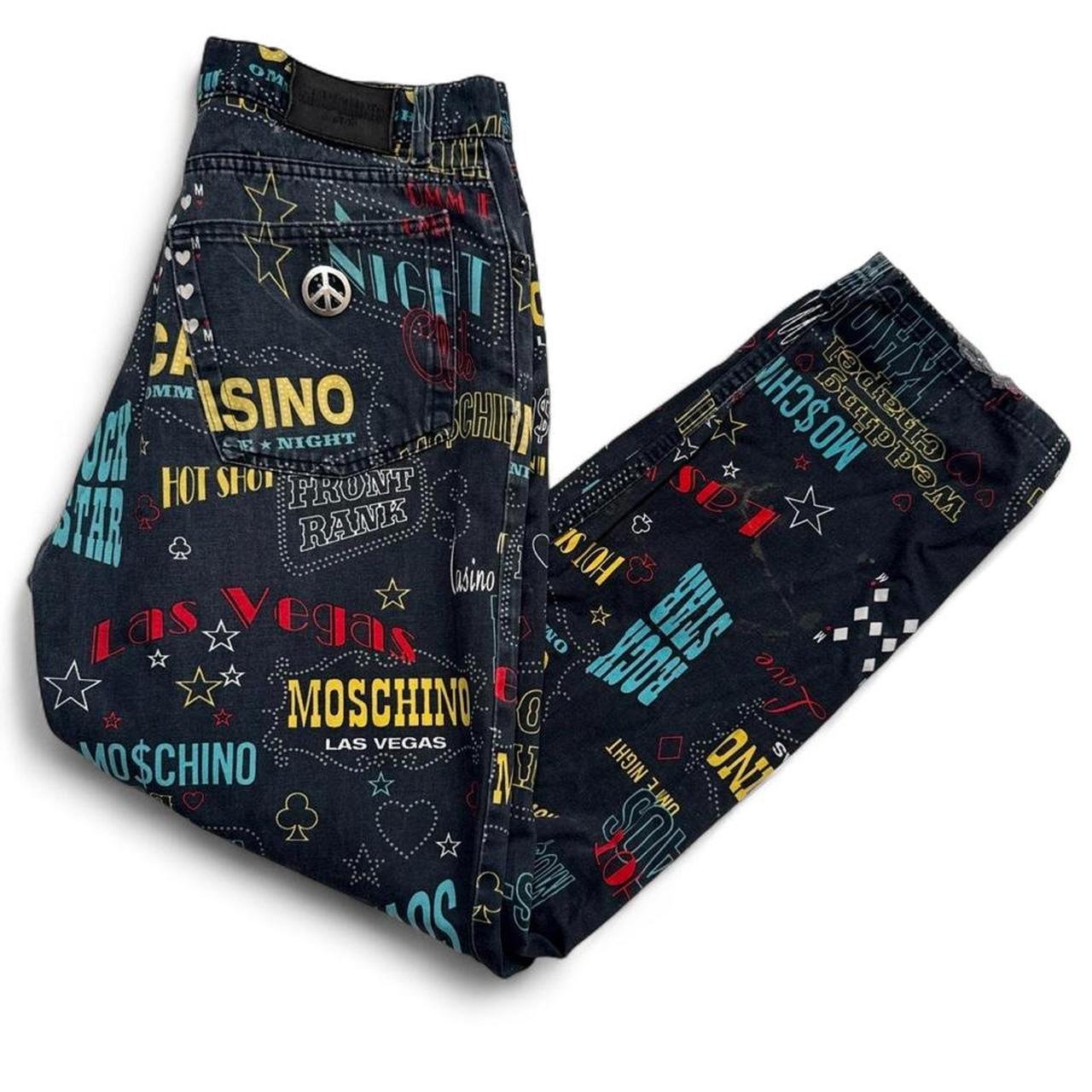 Moschino Casino Vintage 90’s Multi Print Jeans Trousers (34W)