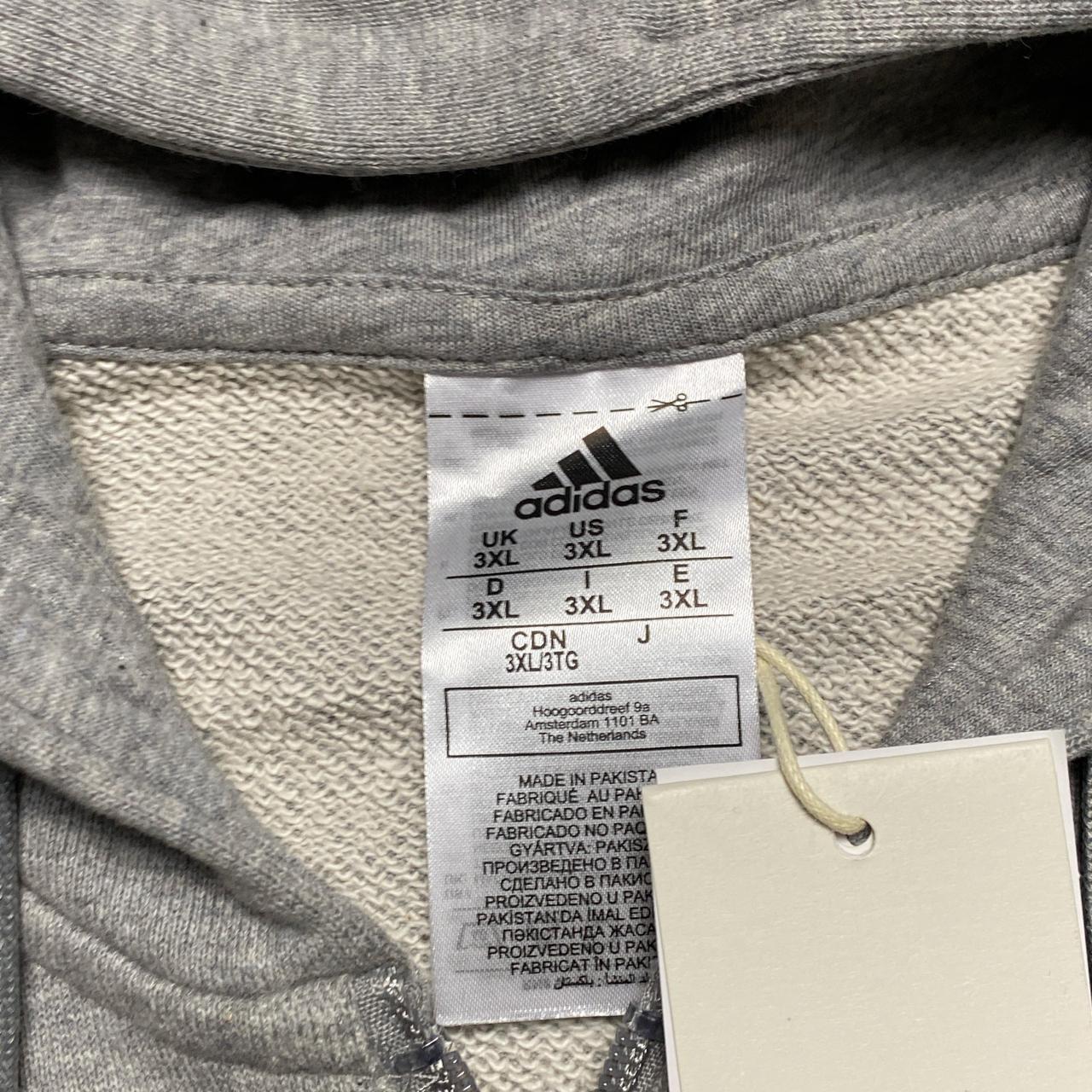 Adidas Performance Essentials Grey and White Tri Stripe Hoodie (3XL)