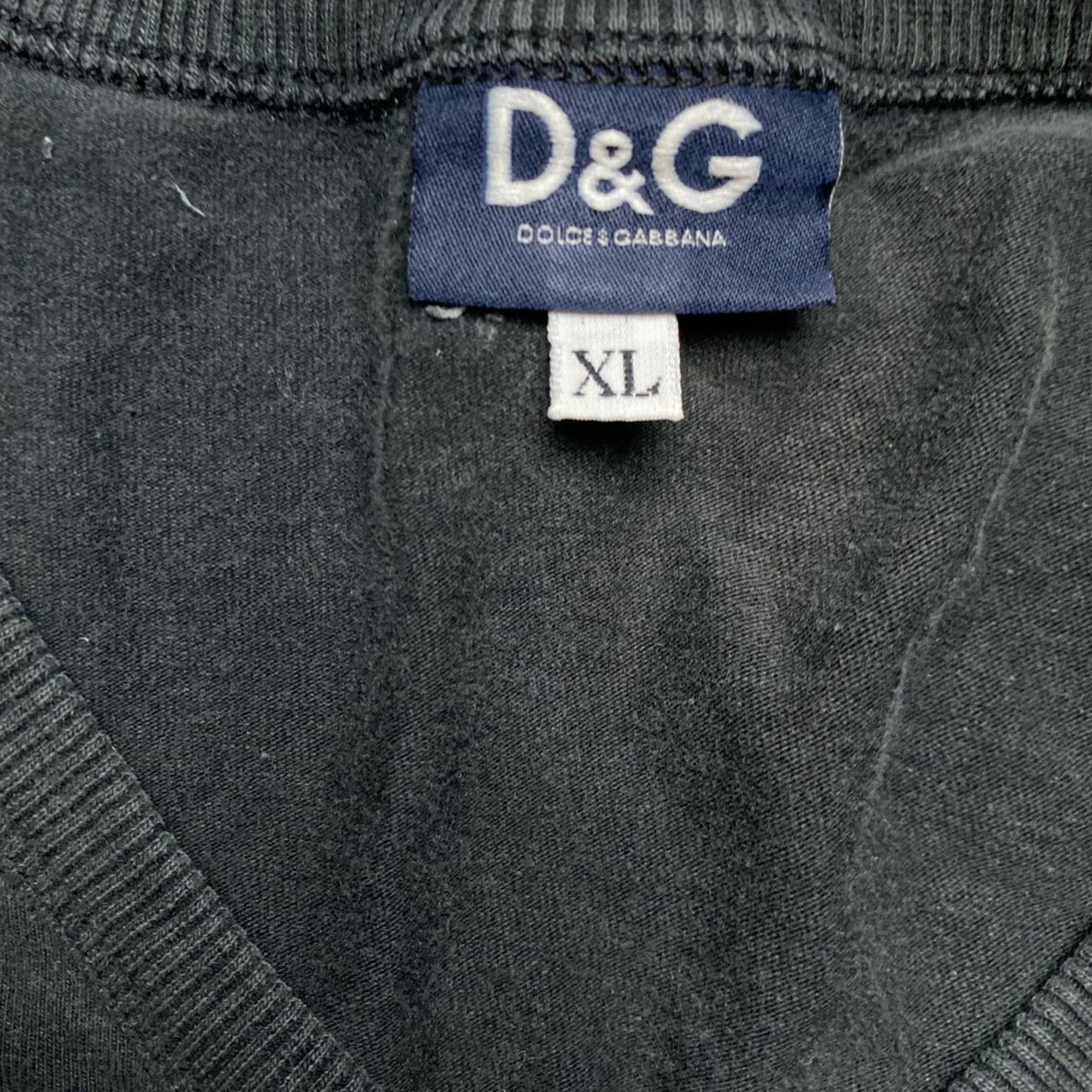 Dolce & Gabbana Vintage V Neck Black T Shirt (XL)