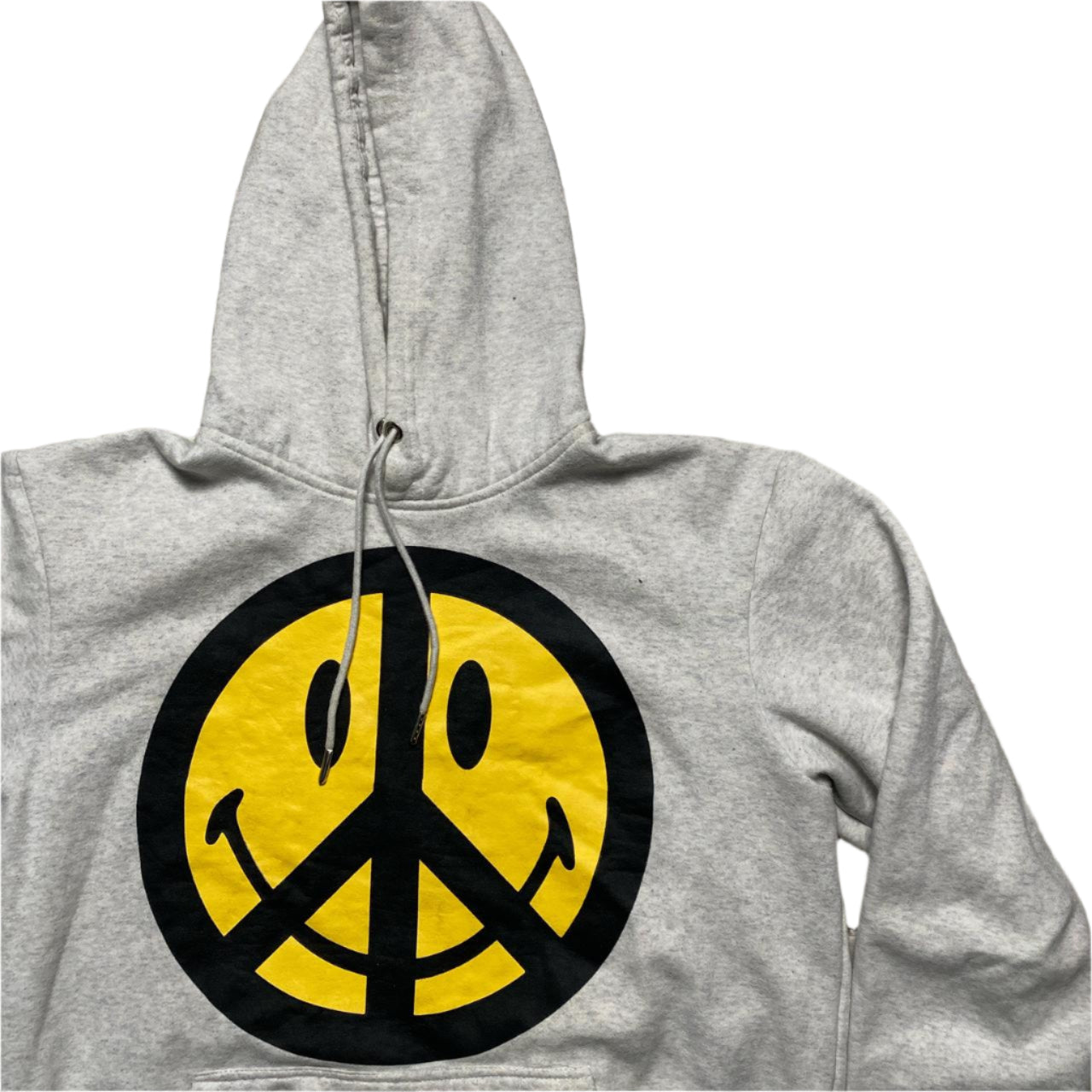 Chinatown Market Grey and Yellow Smiley Hoodie (M)