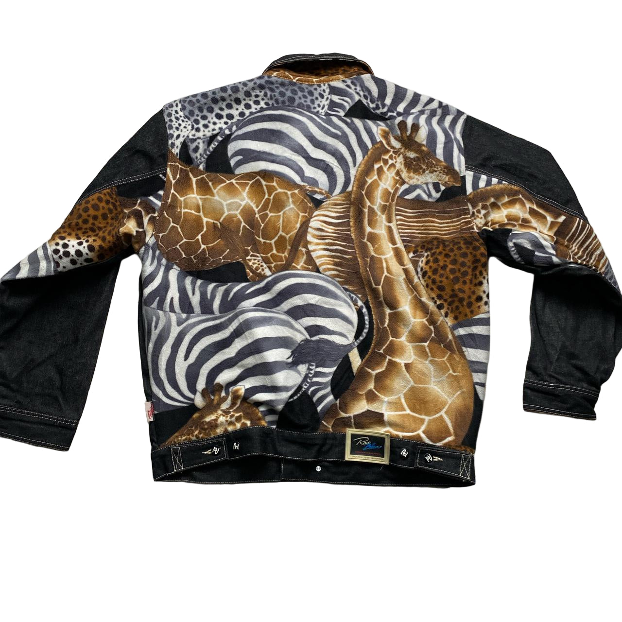 Raw Blue Full Denim Giraffe and Zebra Wildlife Jeans Set (L)