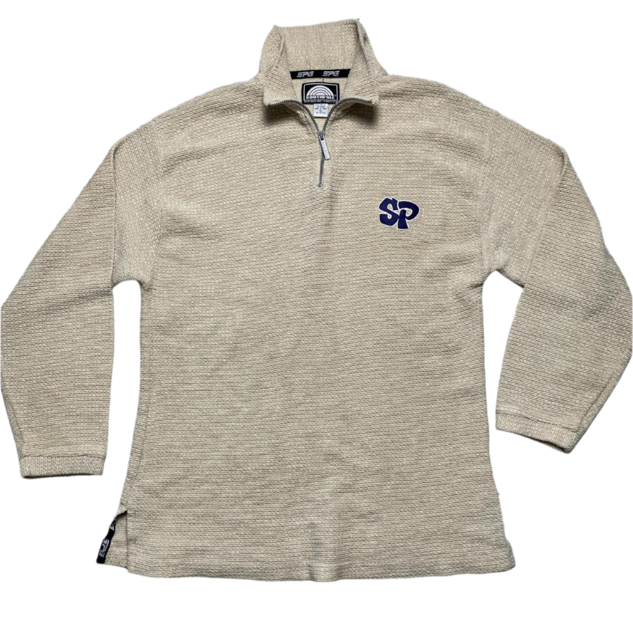 South Pole Vintage y2k 90โs Cream and Navy Quarter Zip Jumper (XL)
