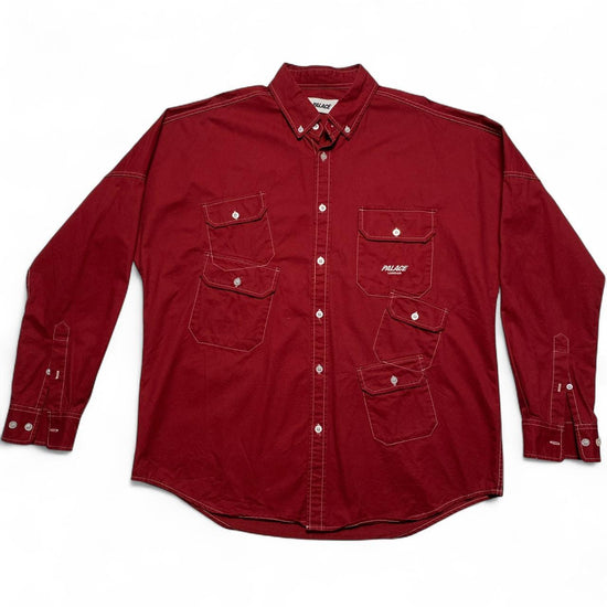 Palace Red and White Multi Pocket Long Sleeve Shirt (L)
