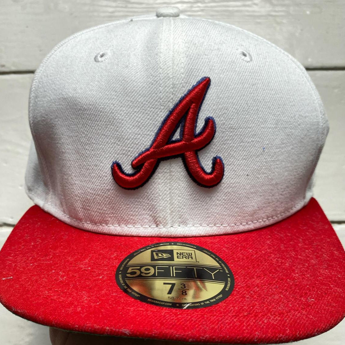 Atlanta Braves New Era Vintage White Red and Navy Fitted Cap