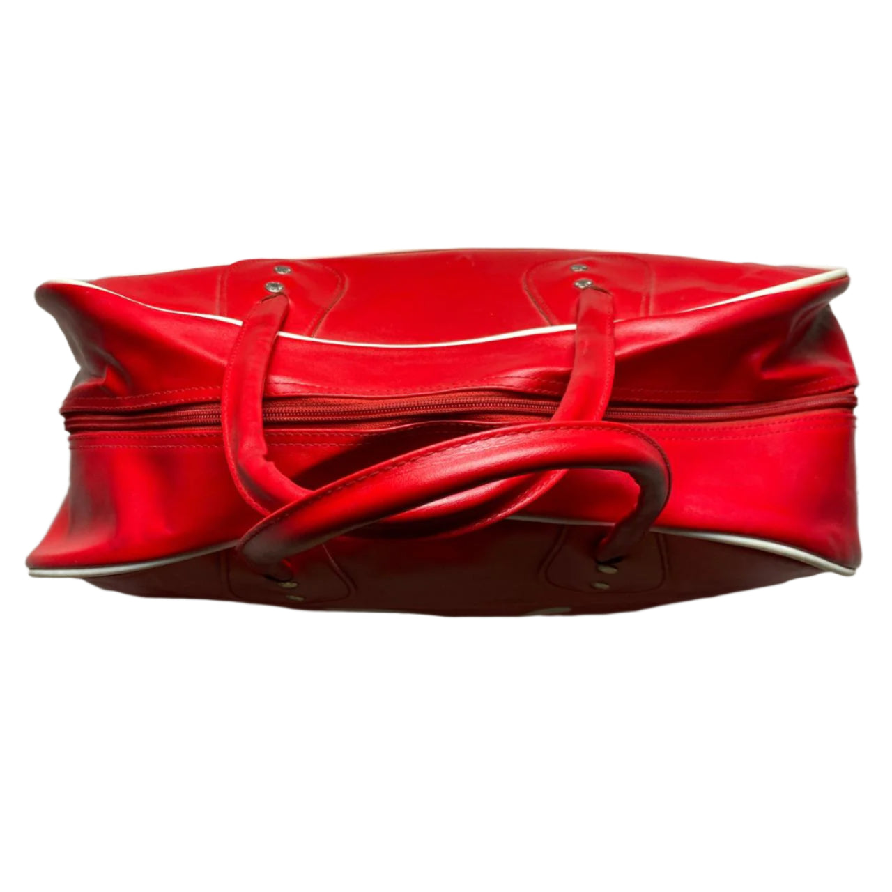 Puma Vintage Red and White Leather Duffle Travel Bag