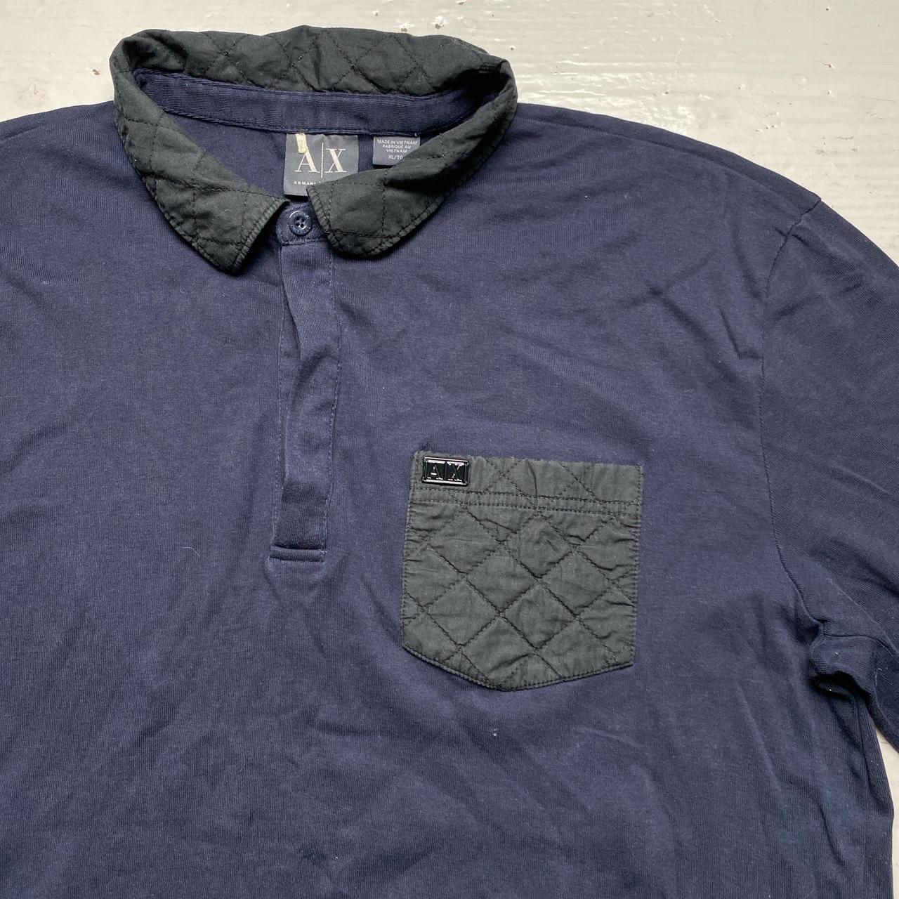 Armani Exchange Navy and Black Polo Shirt (XL)