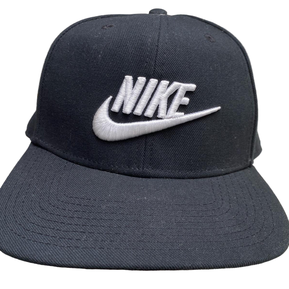 Nike Swoosh Spellout Black and White Snapback Cap