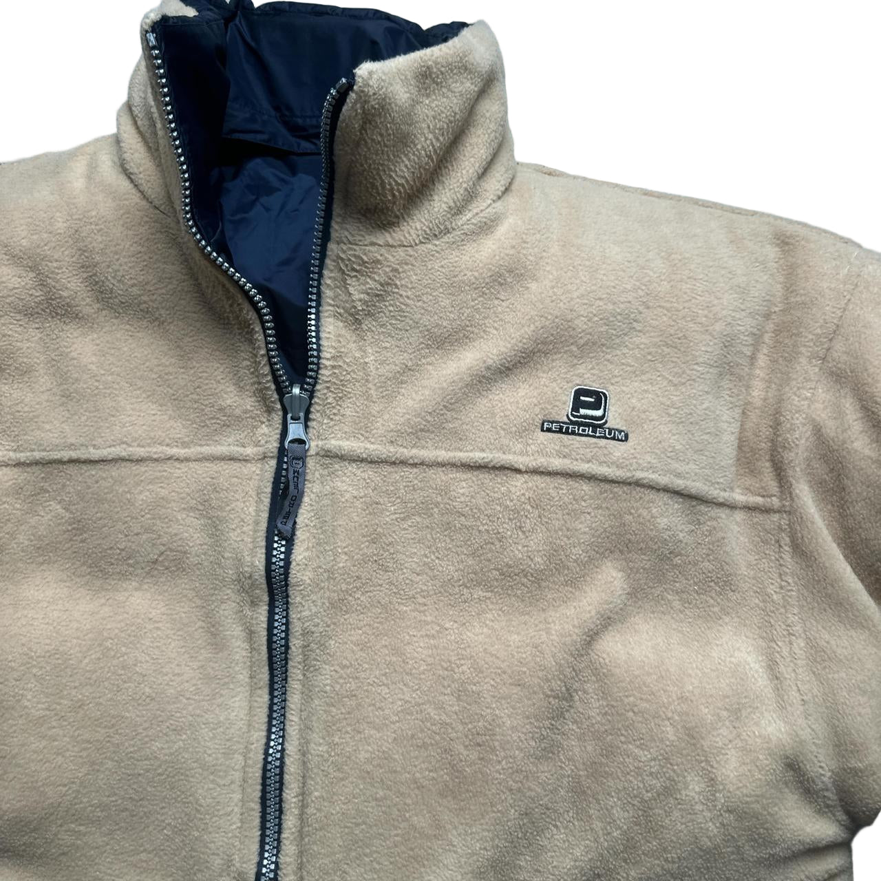 Petroleum Vintage 90’s Reversible Fleece Navy and Cream Puffer Jacket (XL)