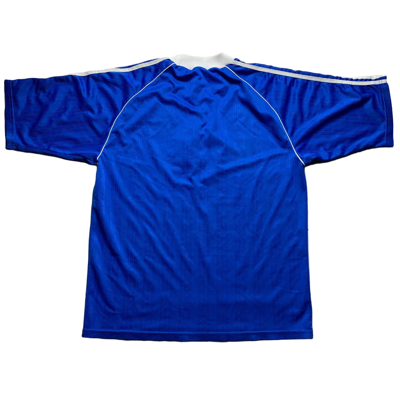 Adidas Vintage Blue and White Football Jersey T Shirt (L)