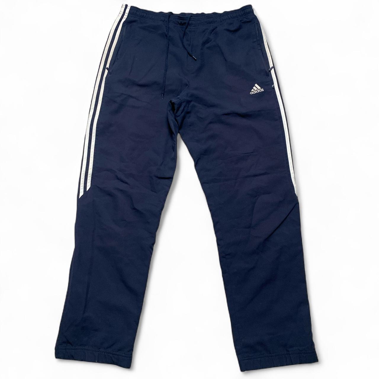 Adidas Navy and White Shell Trackpant Baggy Bottoms (L)