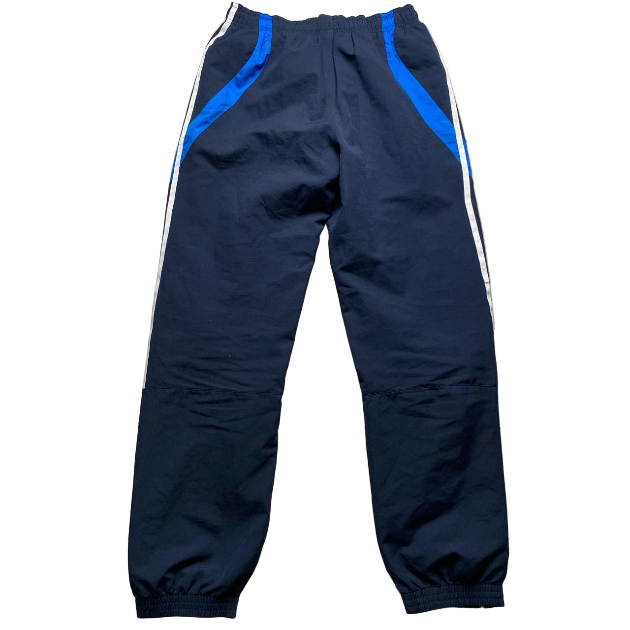 Adidas Navy Blue and White Shell Trackpant Bottoms (S)