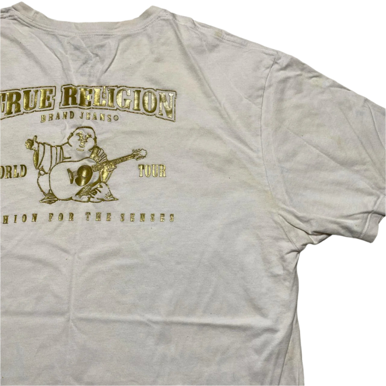True Religion White and Gold T Shirt (2XL)