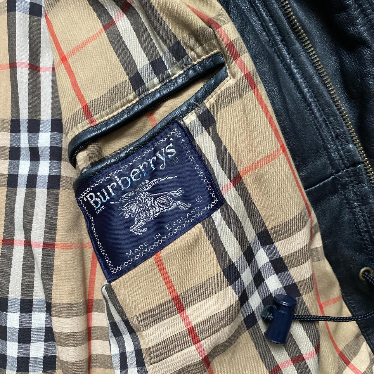 Burberry Burberrys Vintage Black Leather Trench Coat (XL)