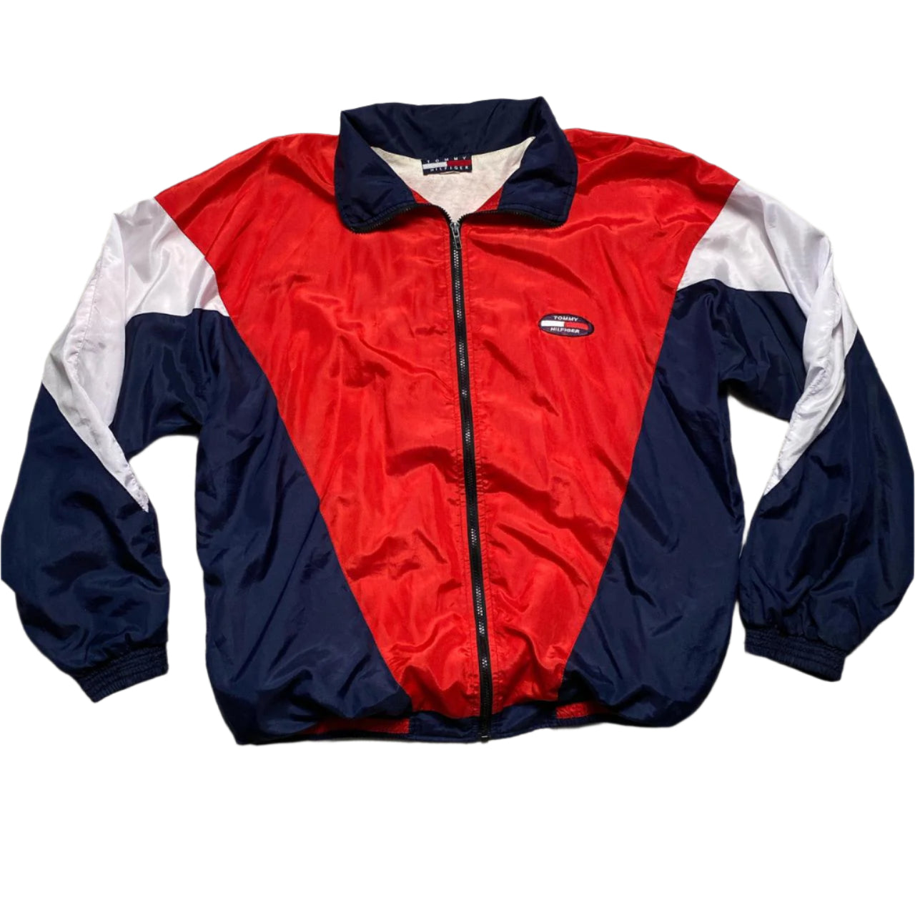Tommy Hilfiger Vintage 90’s Blue Red and White Shell Nylon Baggy Tracksuit (XL)