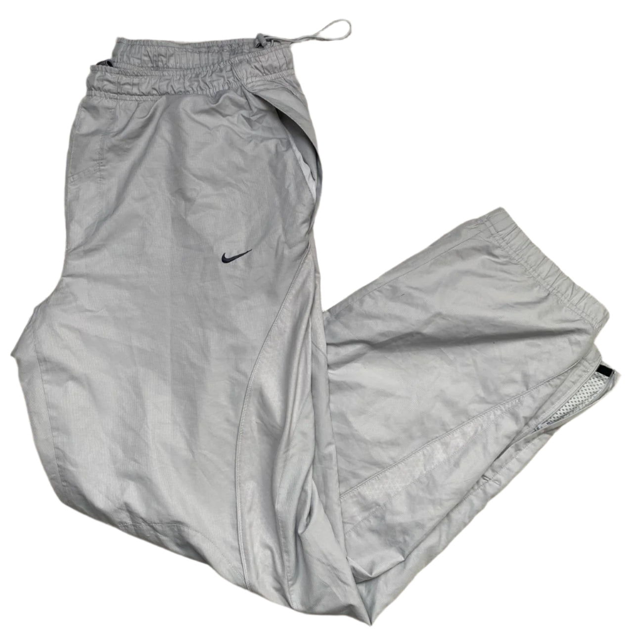 Nike Shox Silver and Green Vintage y2k Shell Trackpant Bottoms (XL)