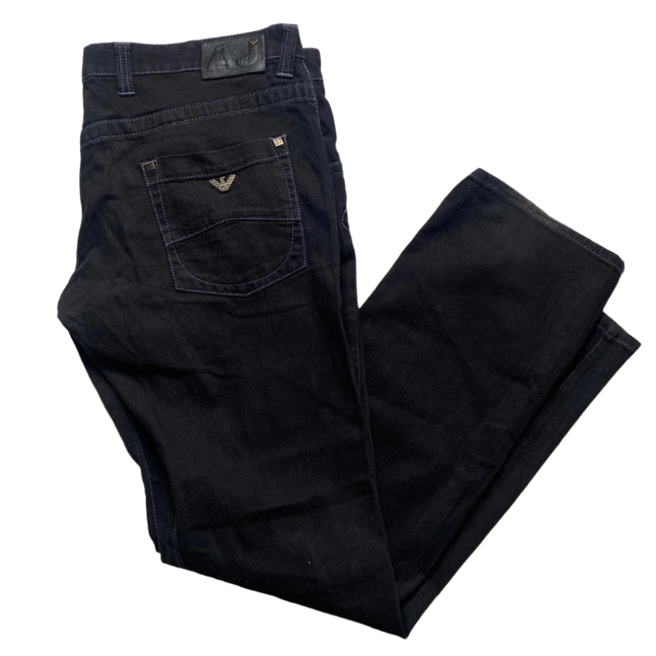 Armani Black Comfort Fit Baggy Jeans (38W)