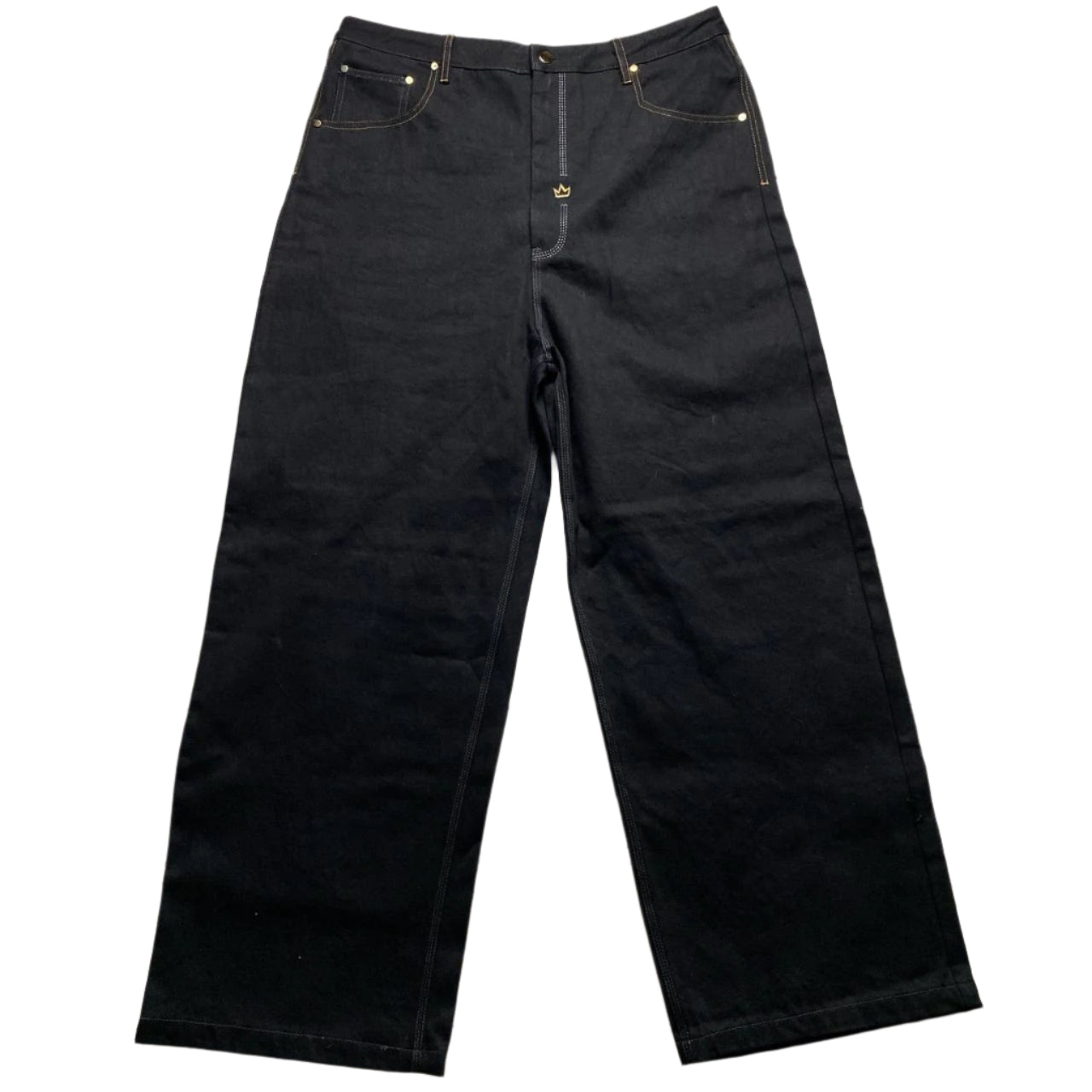 Minus Two Super Baggy Black and Gold Sequin Embroidery Jeans (38W)
