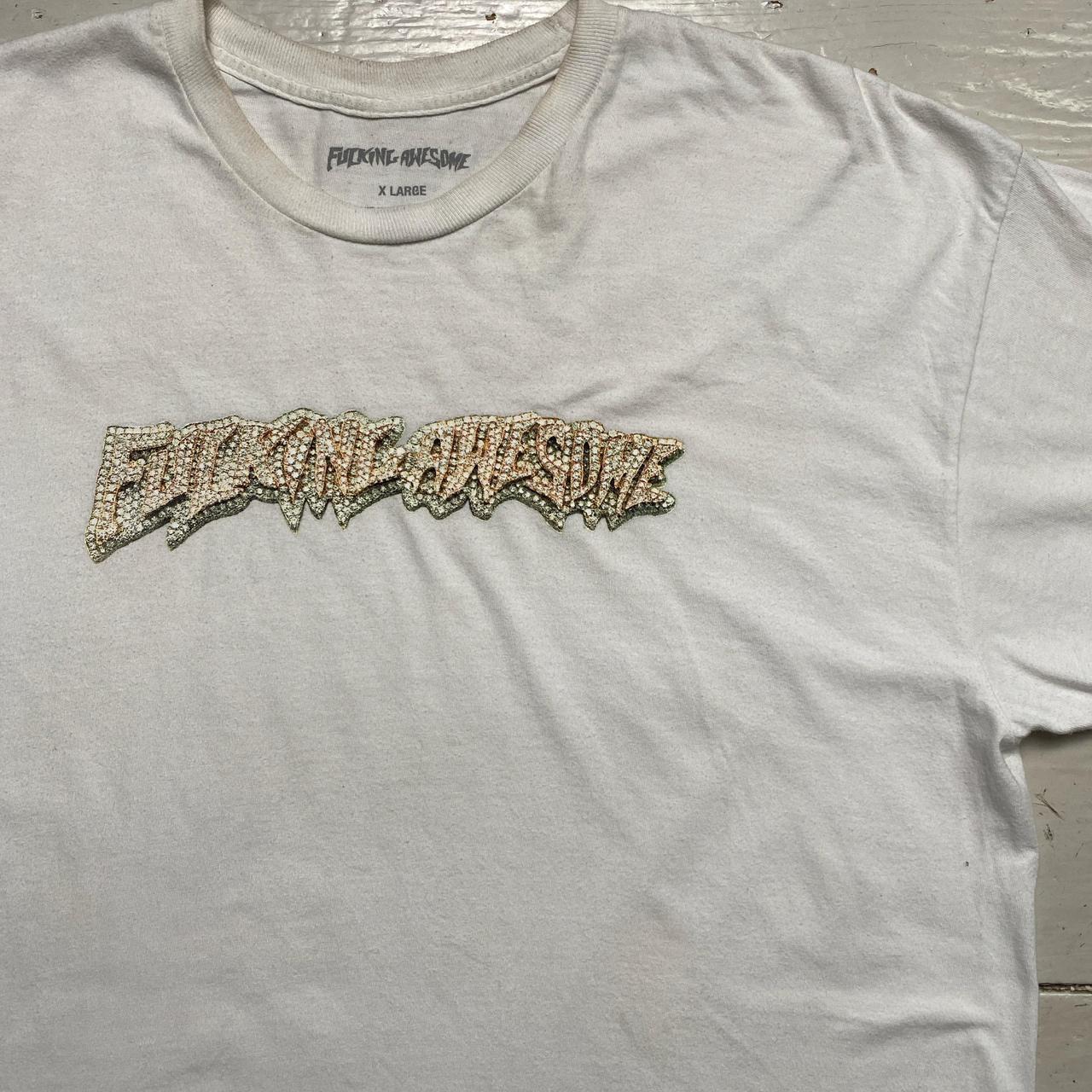 Fucking Awesome Bling Bussdown White and Gold T Shirt (XL)