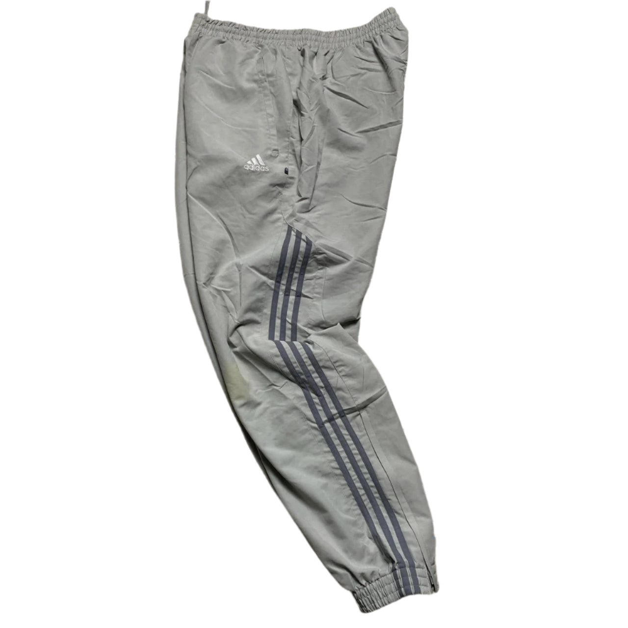Adidas Silver and Grey Vintage Trackpant Shell Baggy Bottoms (L)