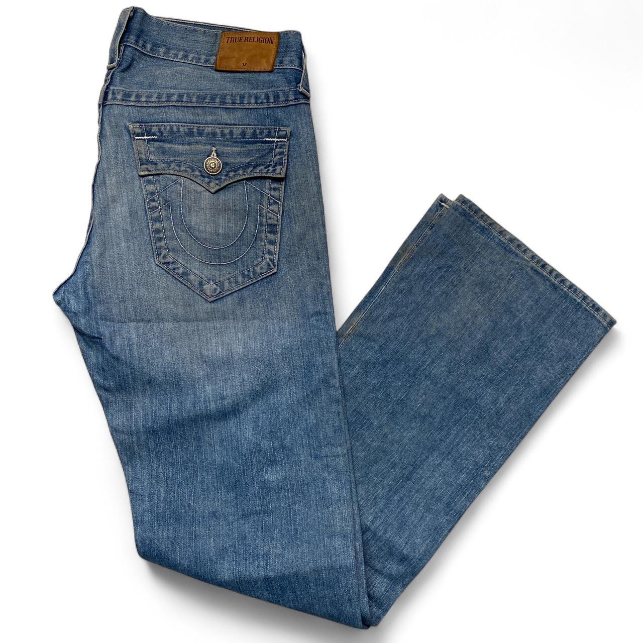 True Religion Ricky Light Blue and White Stitch Jeans (32W)