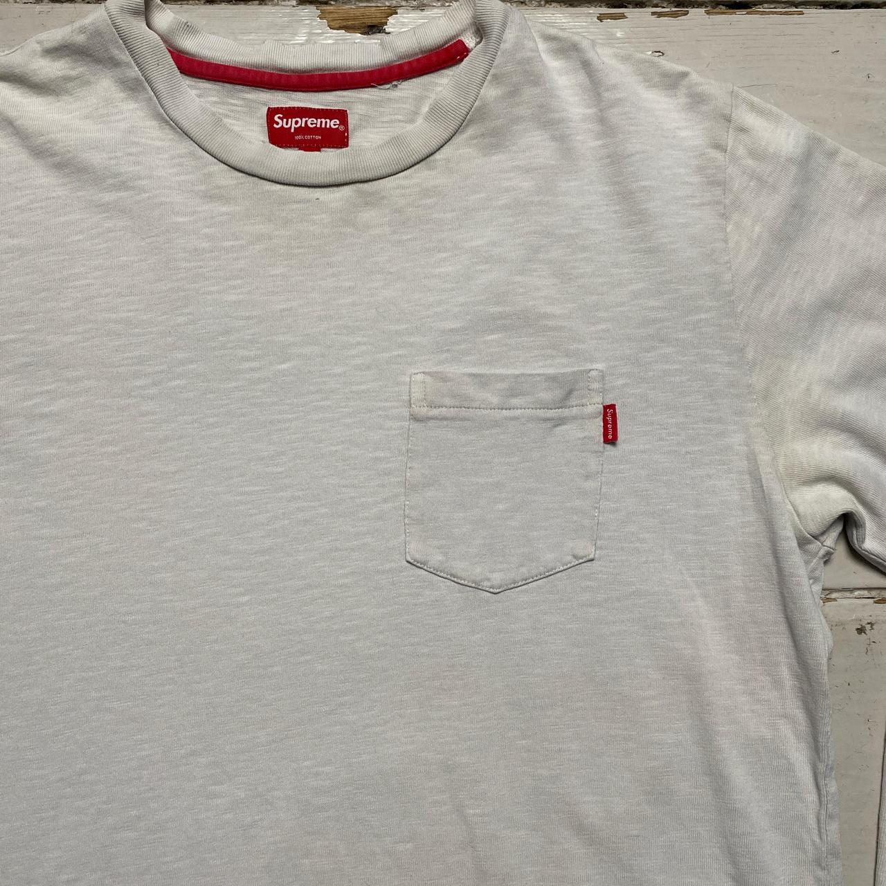 Supreme White and Red Small Tag Long Sleeve T Shirt Sweatshirt (L)