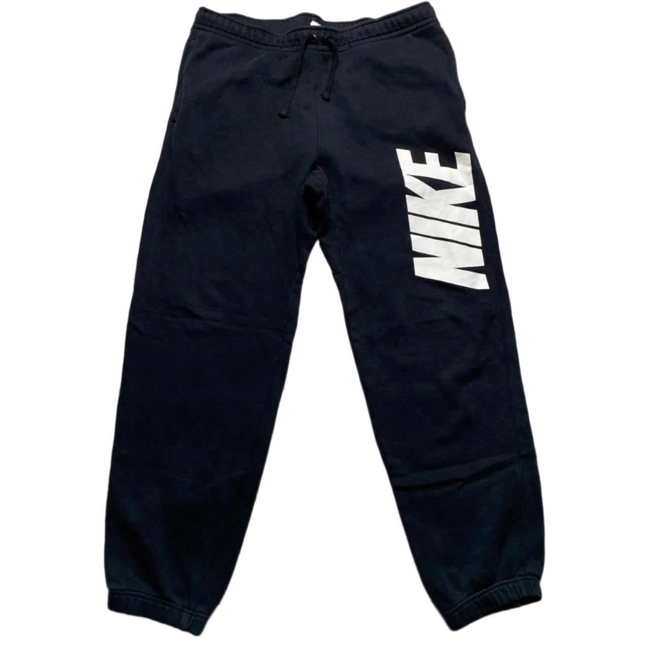 Nike Black and White Club Spellout Joggers (M)