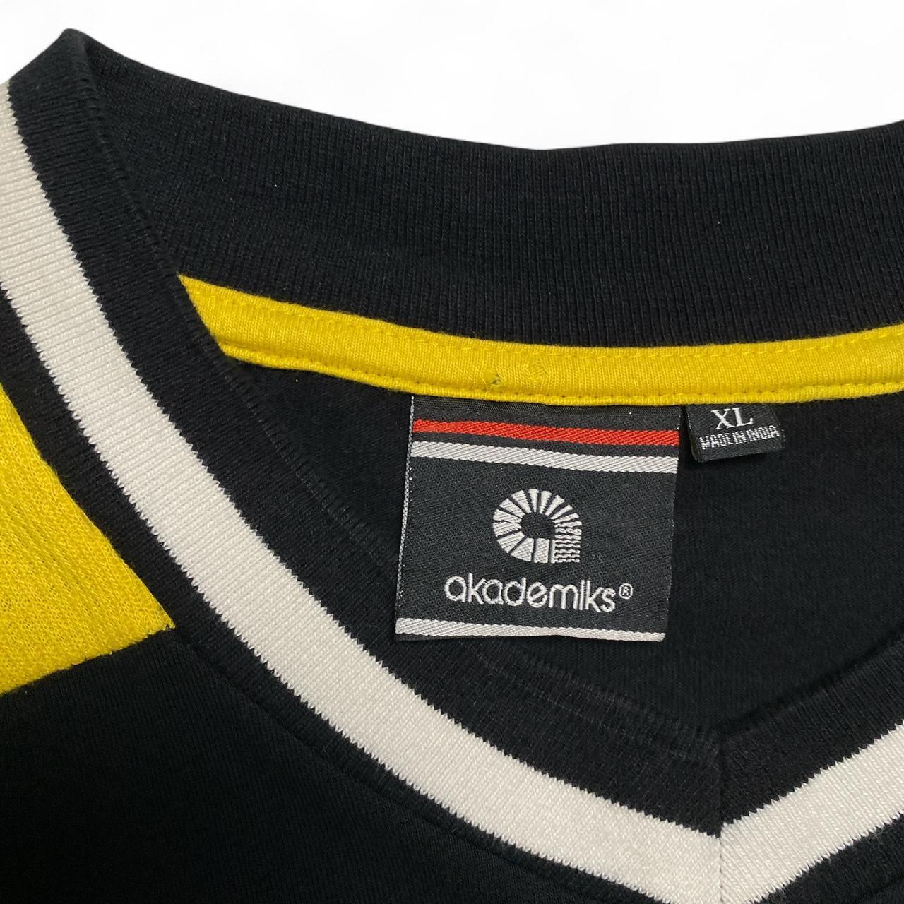 Akademiks Vintage y2k Black Yellow and White Long Sleeve Jersey T Shirt