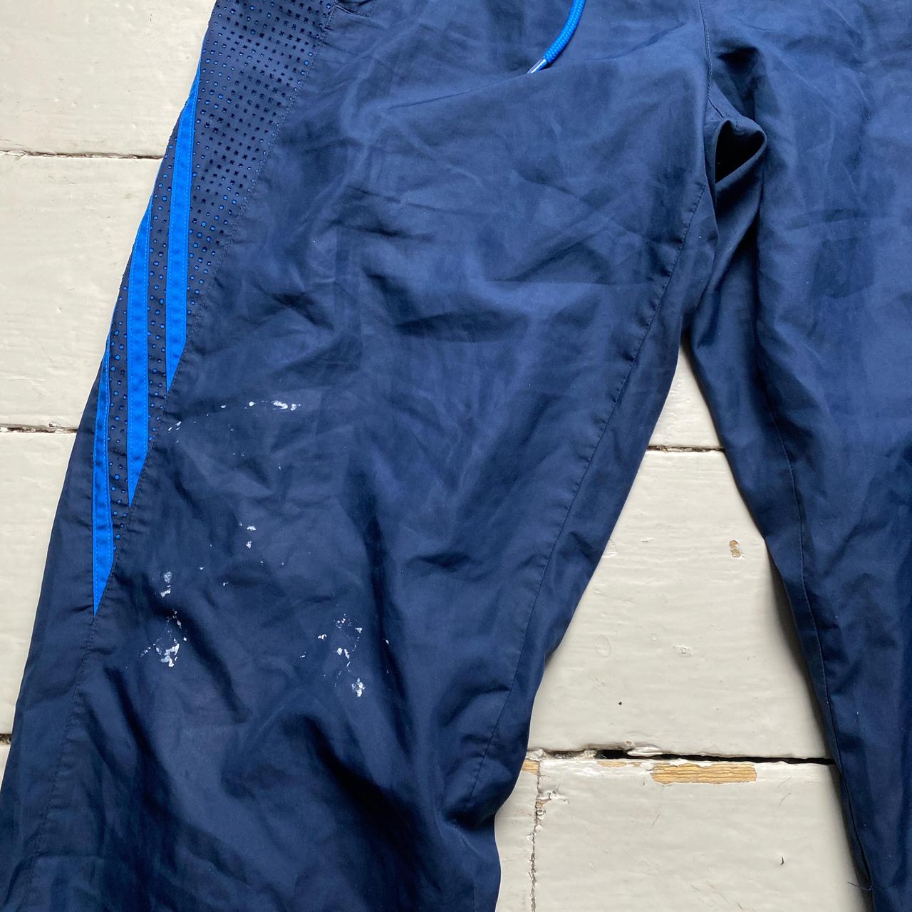 Adidas Navy and Blue Stripe Shell Trackpant Baggy Bottoms