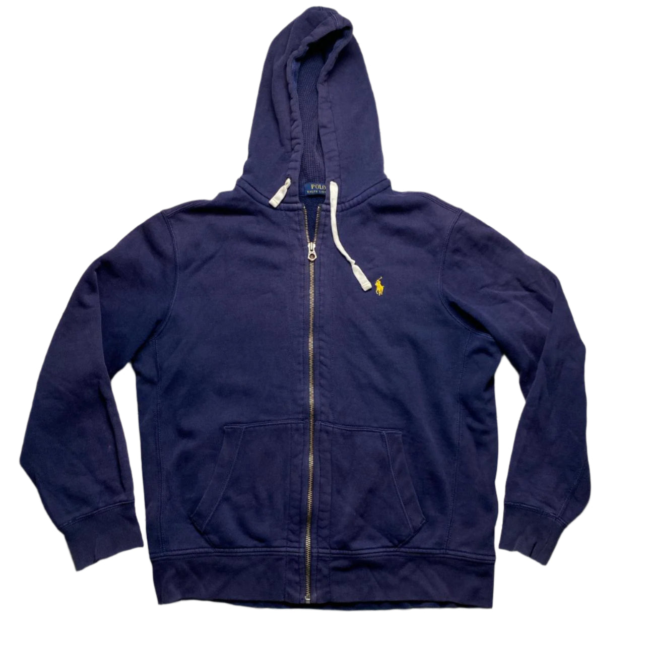 Polo Ralph Lauren Navy and Yellow Pony Hoodie (L)