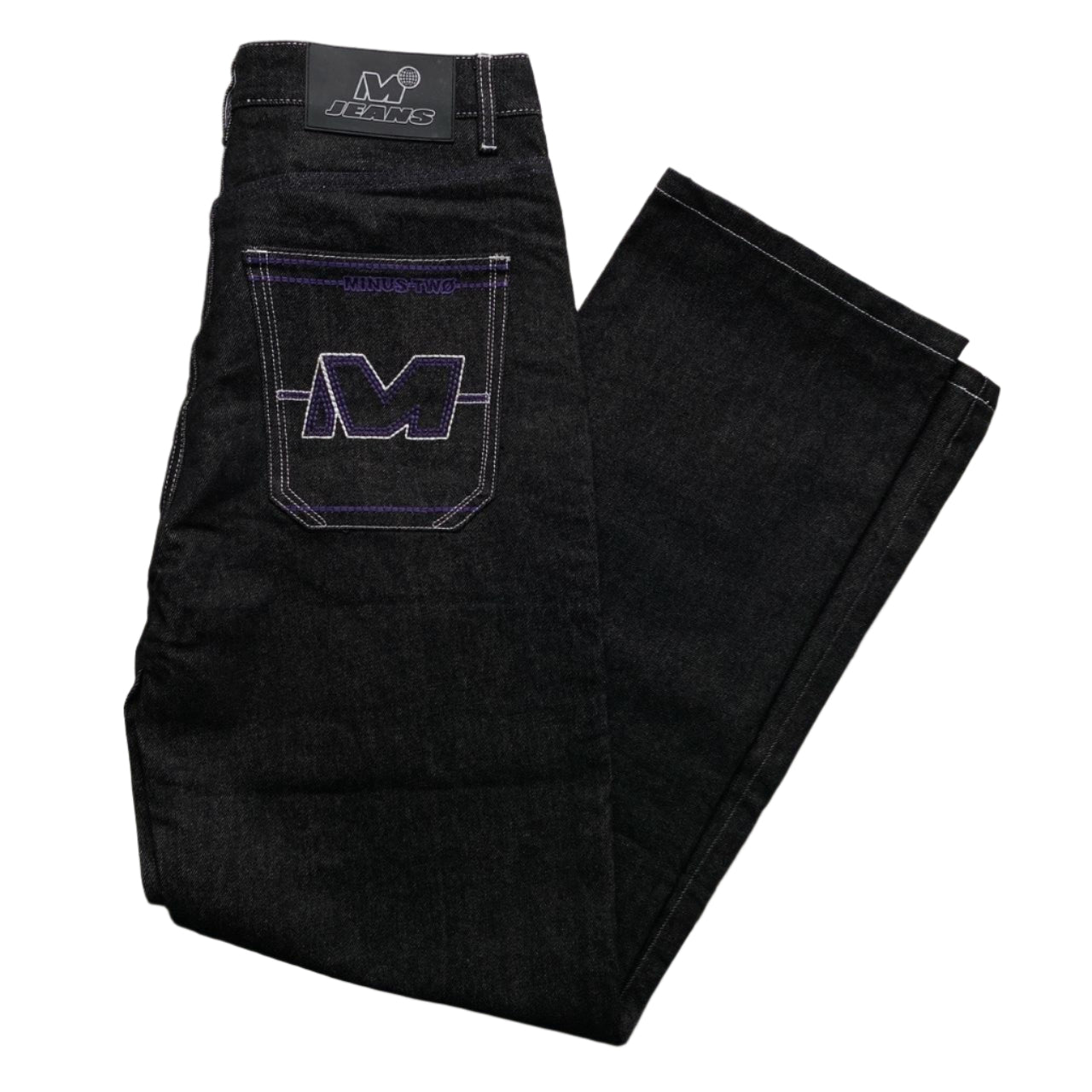 Minus Two Jeans Purple Embroidery Charcoal Grey Jeans (34W)