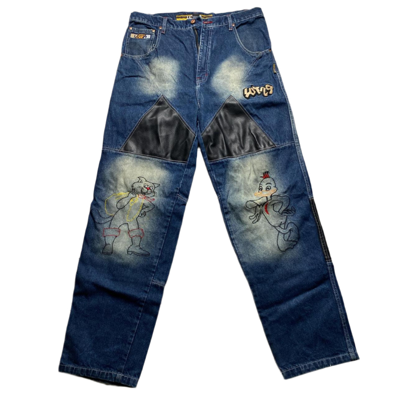Lot 29 Vintage Embroidery Patches Cartoon Graffiti Baggy Jeans (36W)