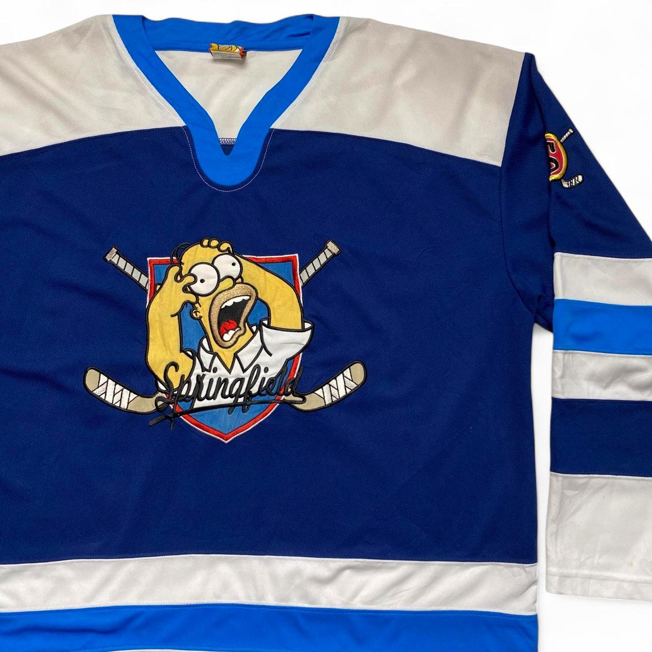 The Simpsons Vintage y2k Blue and White 2004 Hockey Jersey (XL)