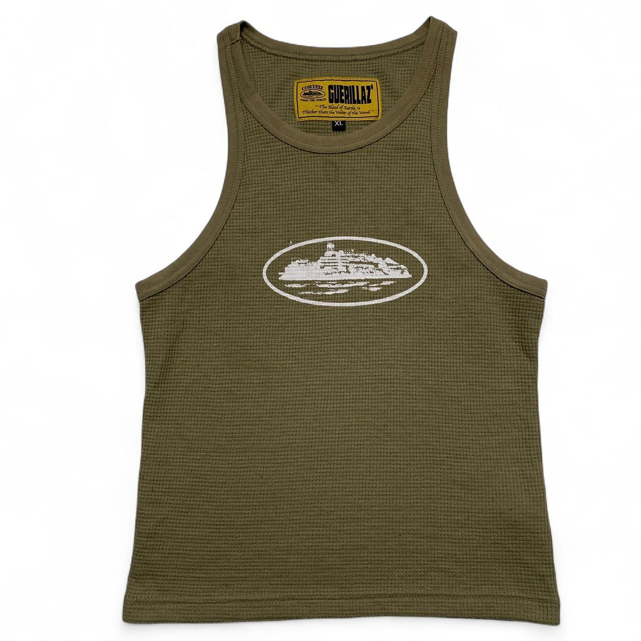 Corteiz Olive Green and White Womens Tank Vest Top (XL)
